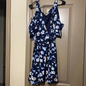 Floral navy wrap dress - Size Large